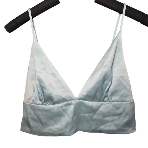 Mustard Seed Satin Shiny Baby Blue Bralette Medium - Picture 1 of 6